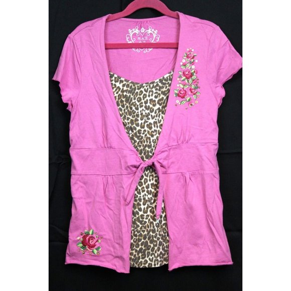 Childrens Place Girls 2 Pc Rose Cheetah Print Outfit Tank top Skirt sz 14 XL NWT - Picture 2 of 13